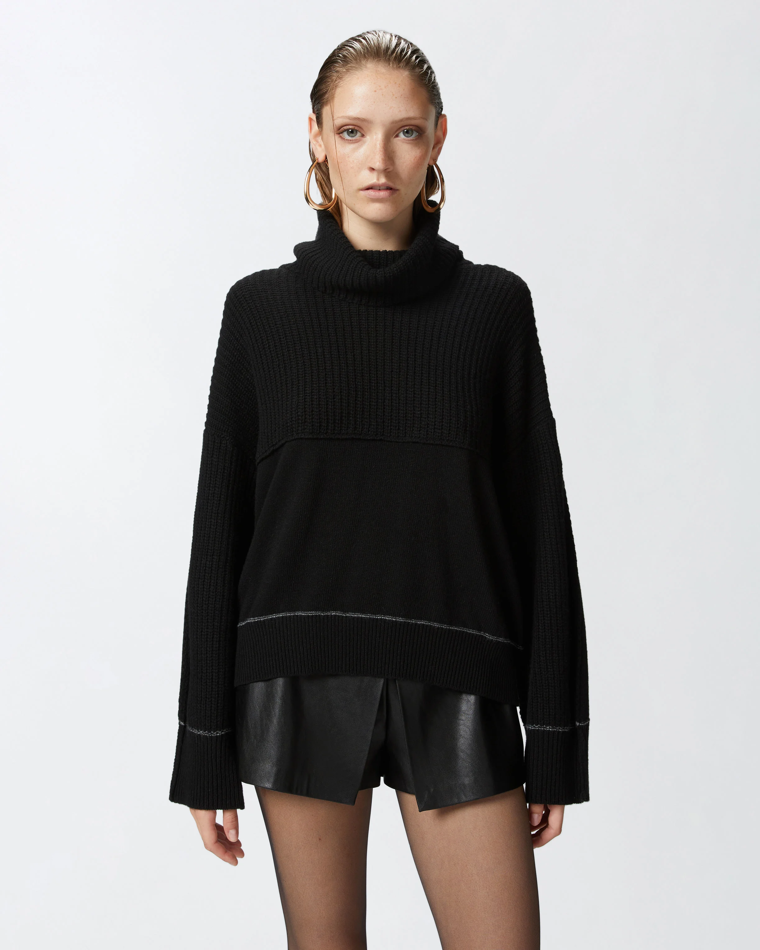 Pull à col roulé fin | Noir