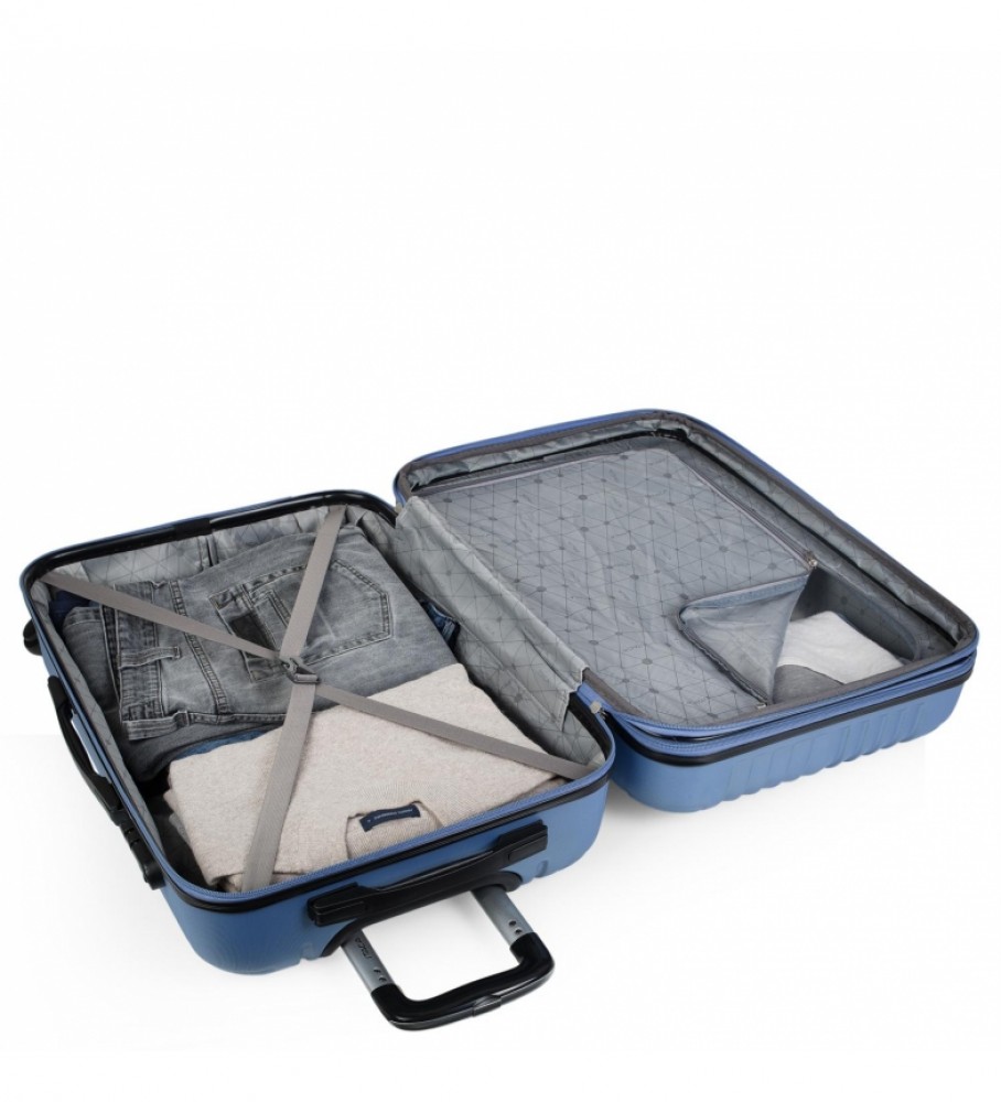 Mala rígida média com 4 rodas ITACA T71560 Azul Safira - 66x41x27cm -