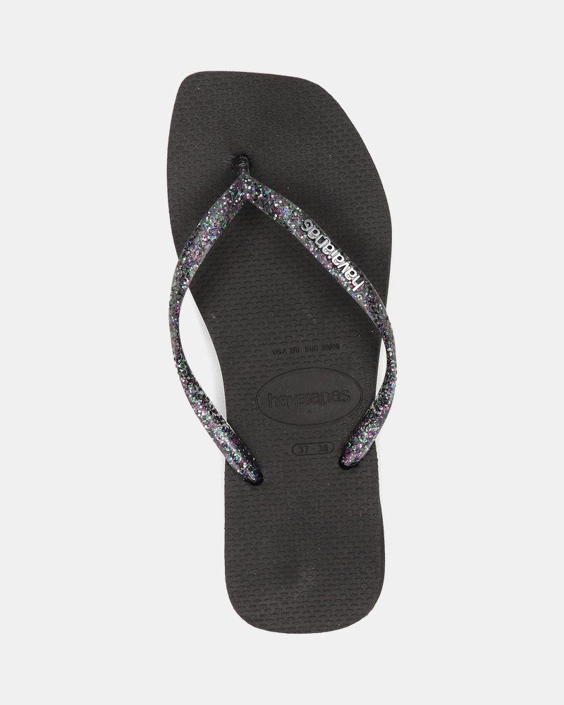 Havaianas Square Logo Metallic Slippers  - zwart