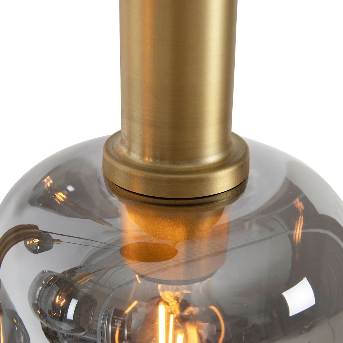 Smart hanglamp zwart met goud met smoke glas incl. 5 Wifi A60 - Zuzanna