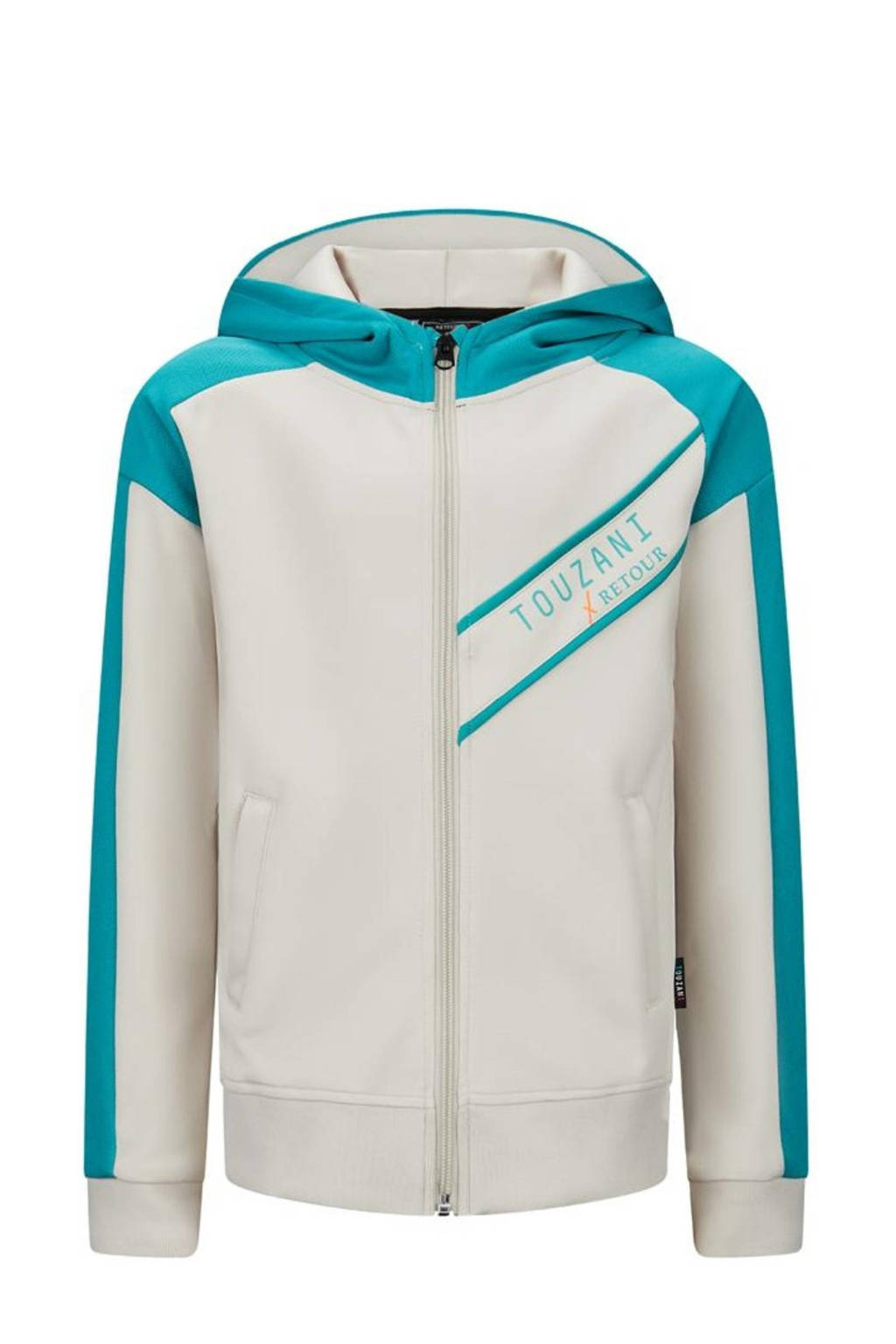 Retour Jeans sweatvest Cross ecru/zeegroen