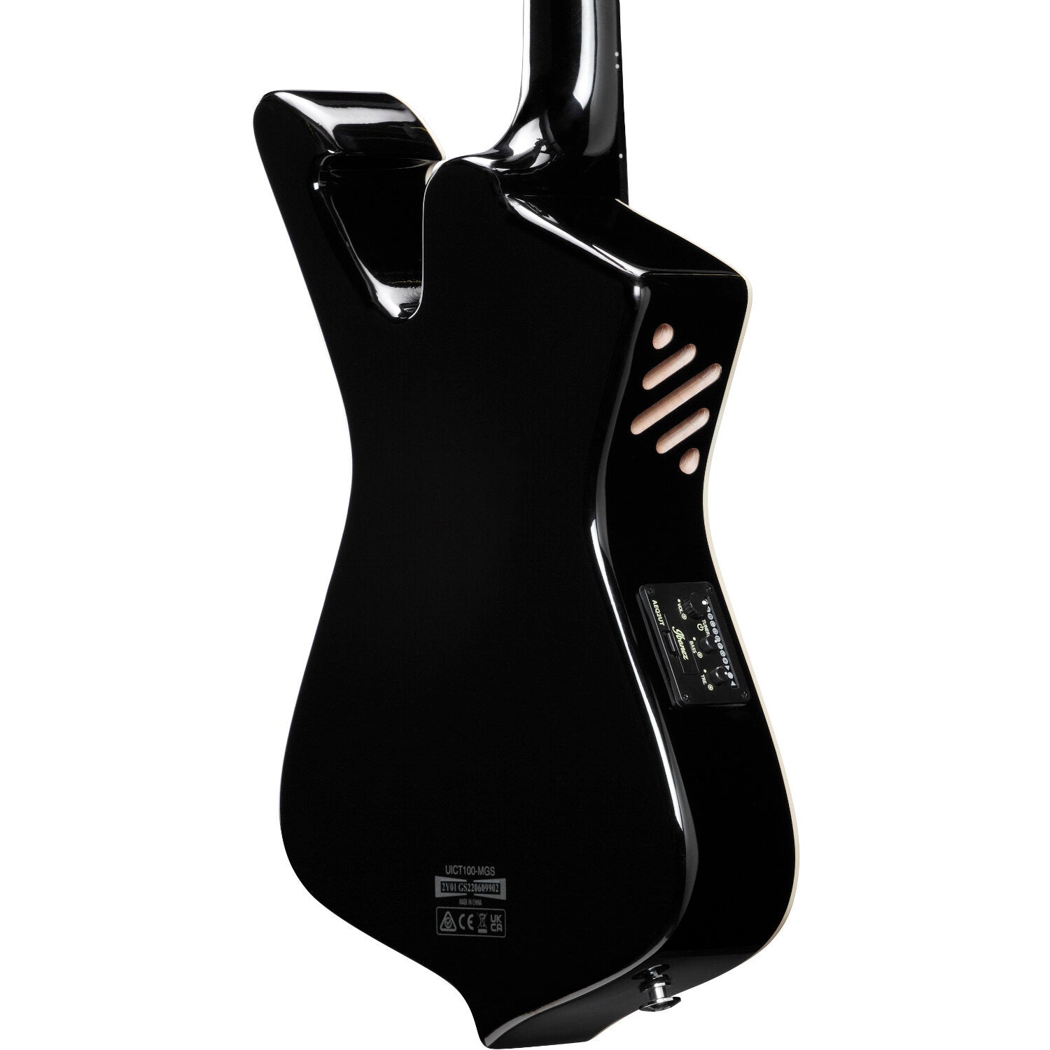 Ibanez UICT100 Metallic Gray Sunburst High Gloss elektrisch-akoestische tenor ukelele met gigbag