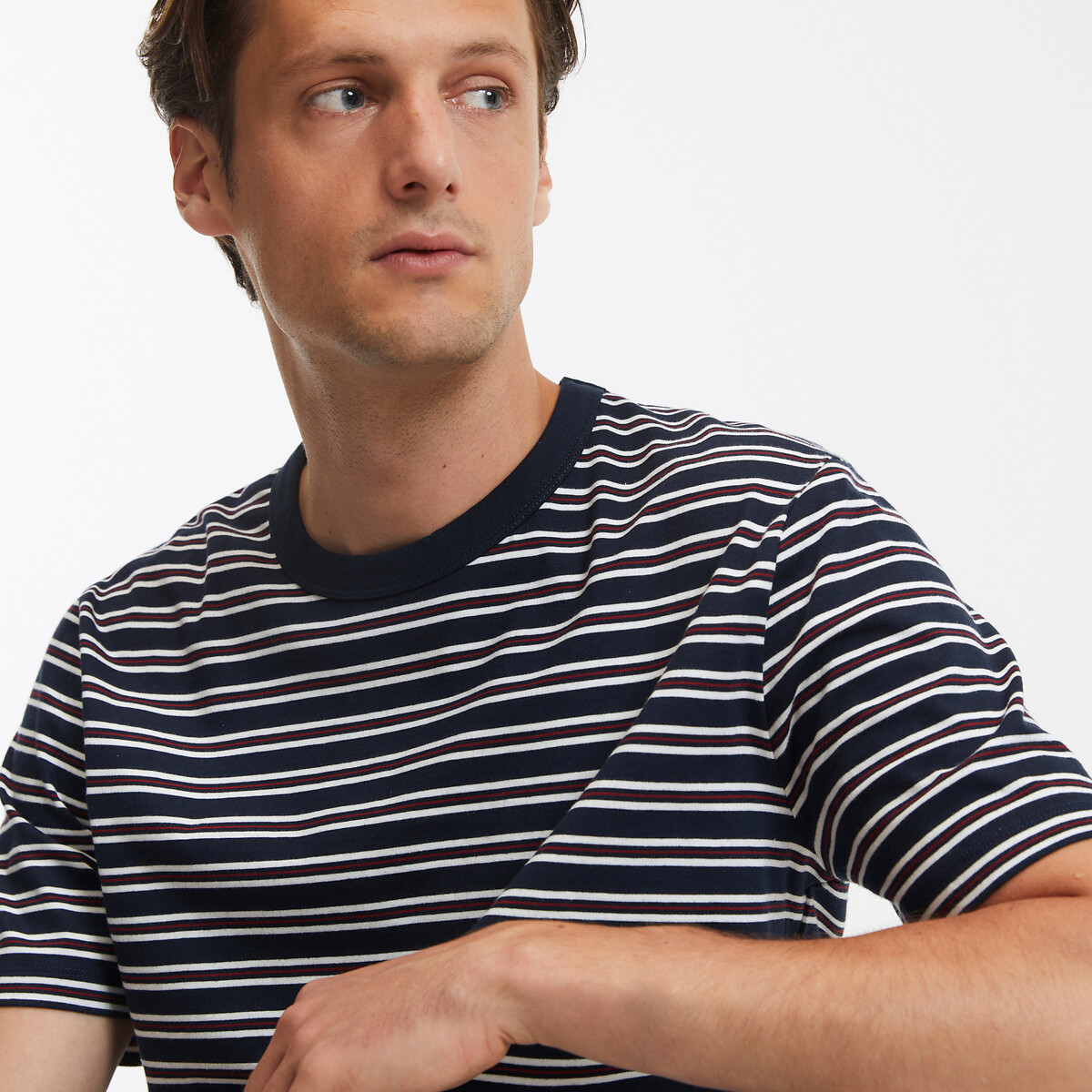 COLEÇÃO LA REDOUTE<br>Camiseta listrada com gola redonda e mangas curtas