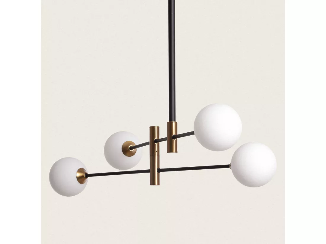 Suspension Métal et Verre Bull 4 Noir Mate