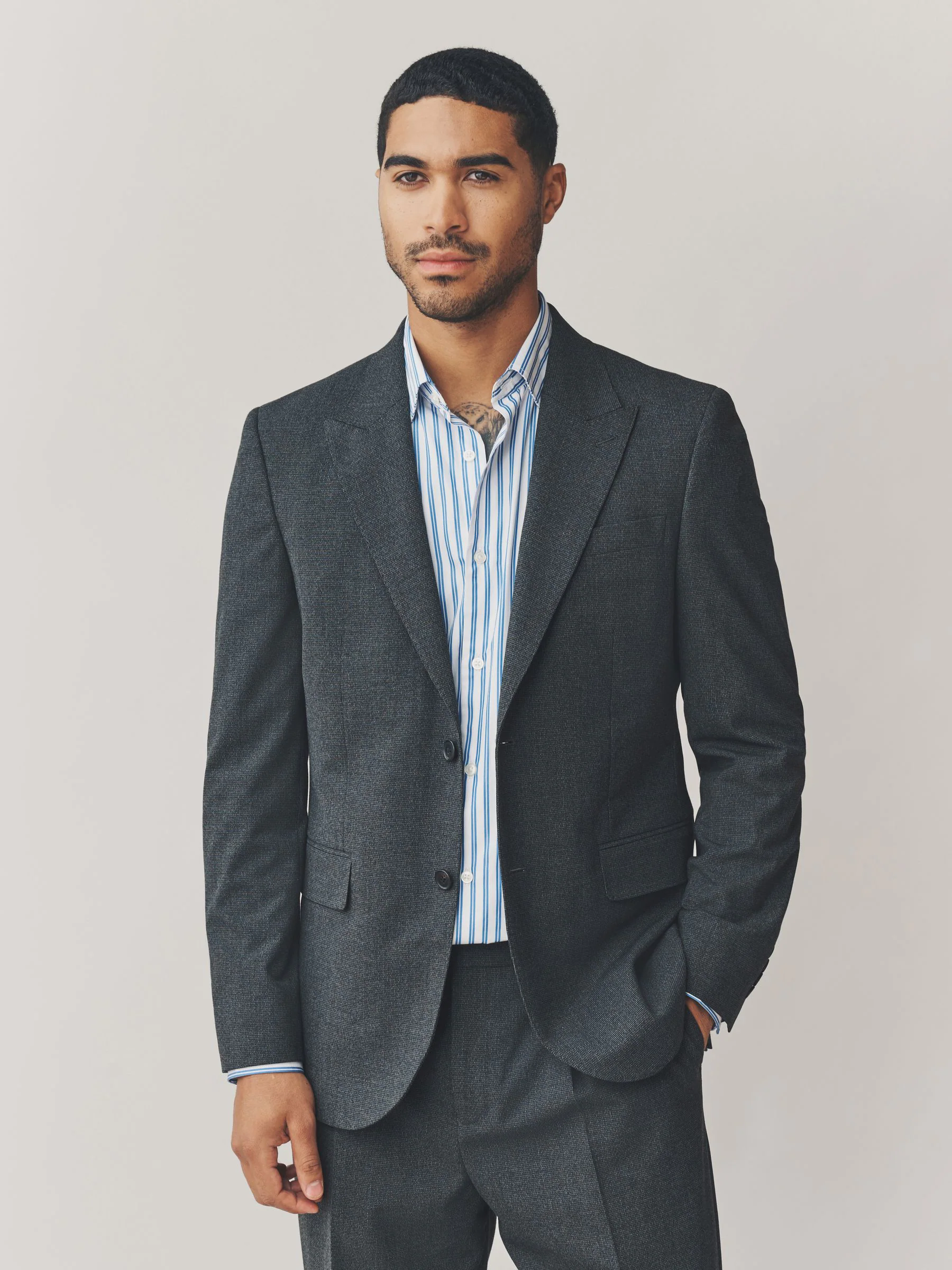 Grijs - Texture Motionflex Stretch Suit Jacket