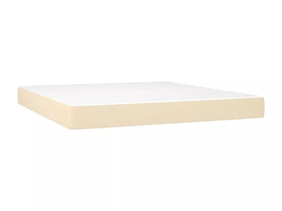 Sommier tapissier avec matelas et LED Crème 160x200 cm Tissu