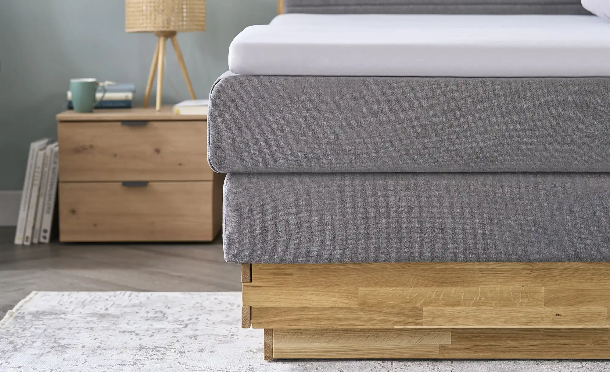 uno Massivholz-Boxspringbett mit Bettkasten Morgan
