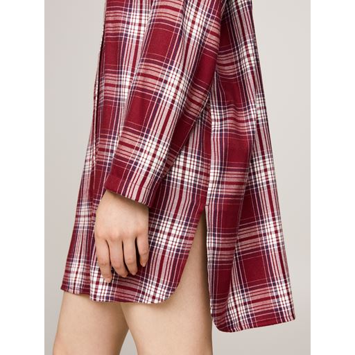 Tommy Hilfiger Shirt Natkjole, Plaid Check Deep Rouge, XL