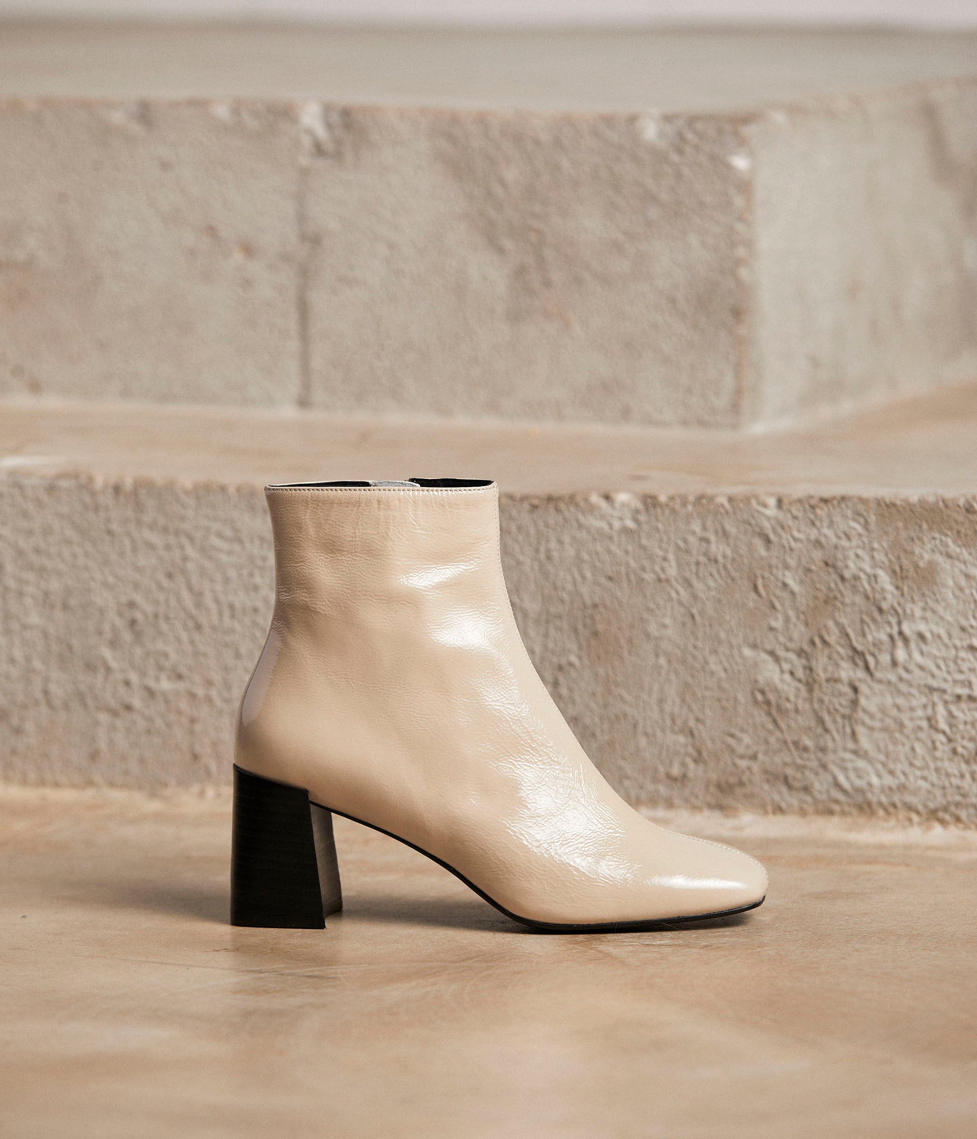 Boots cuir écru Célestine