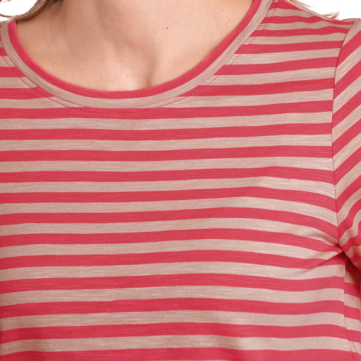 Gina Benotti Damen Langarmshirt gestreift pink / beige