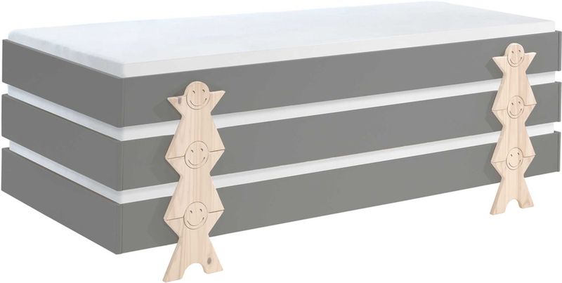 Vipack - Modulo - Eenpersoonsbed - Grijs - Stapelbaar - 90x200 cm