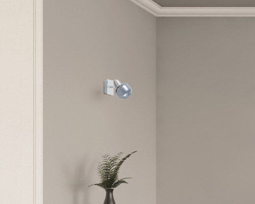 Wandspot FLAIR, 1-lichts, ijzer/nikkel/satijn finish, gerookt glas