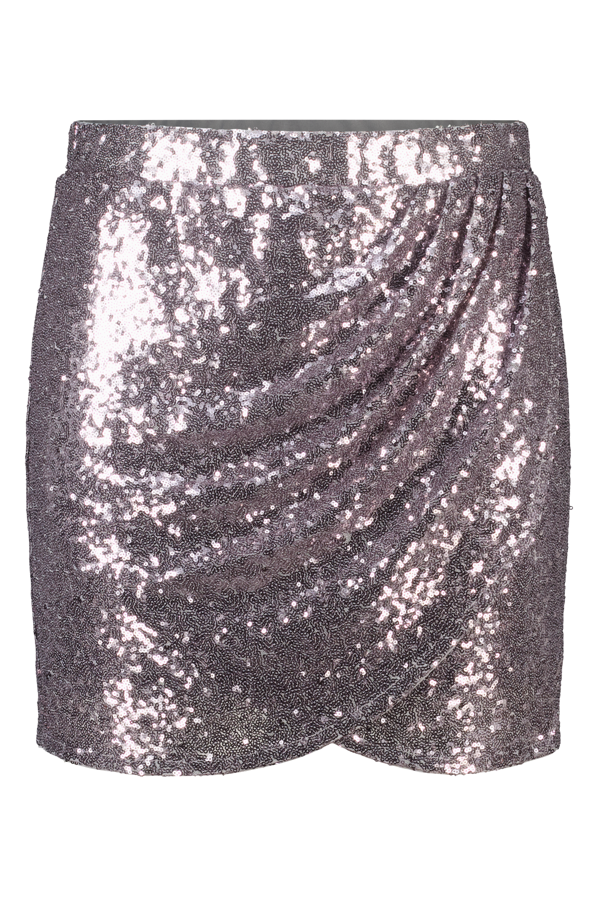 Pailletten rokje met overslag look silver