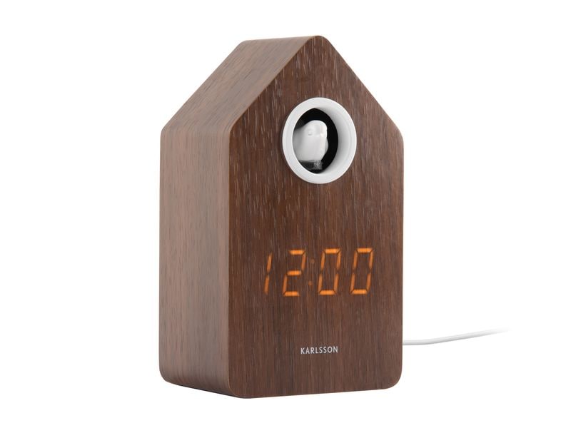 KARLSSON Digitalwecker Kuckuck Dark wood veneer LED Wecker