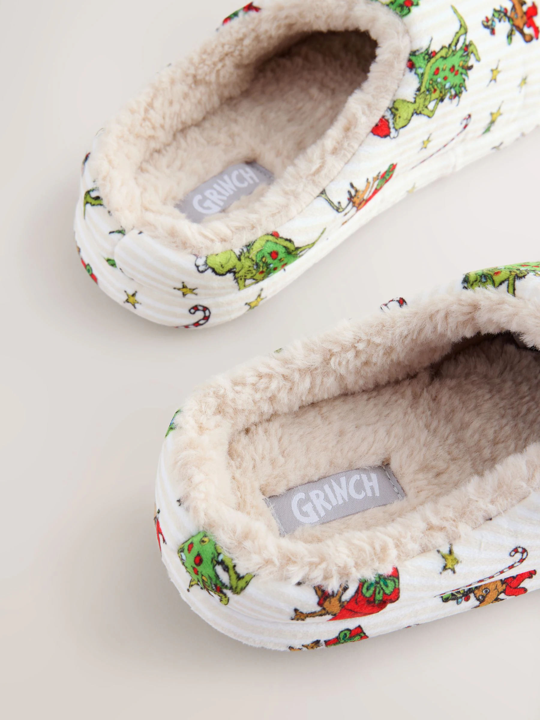 Crème - Grinch Kerstmis Bijpassende Familie Muiltjes Pantoffels