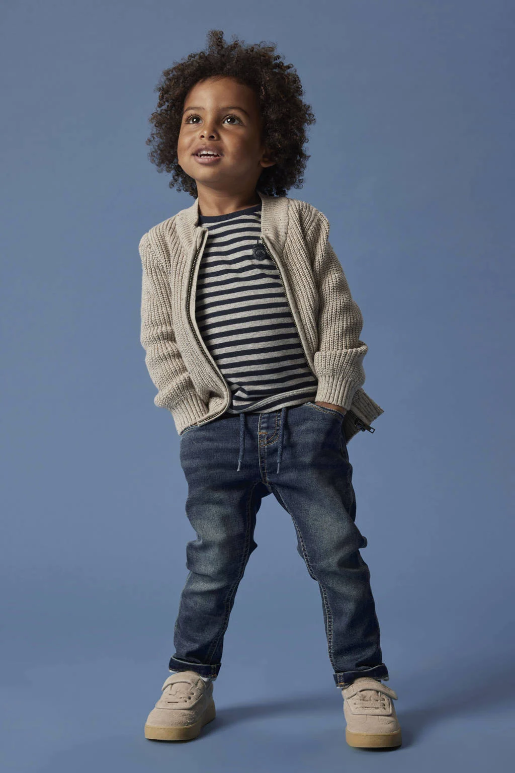 NAME IT MINI cardigan zand gebreid