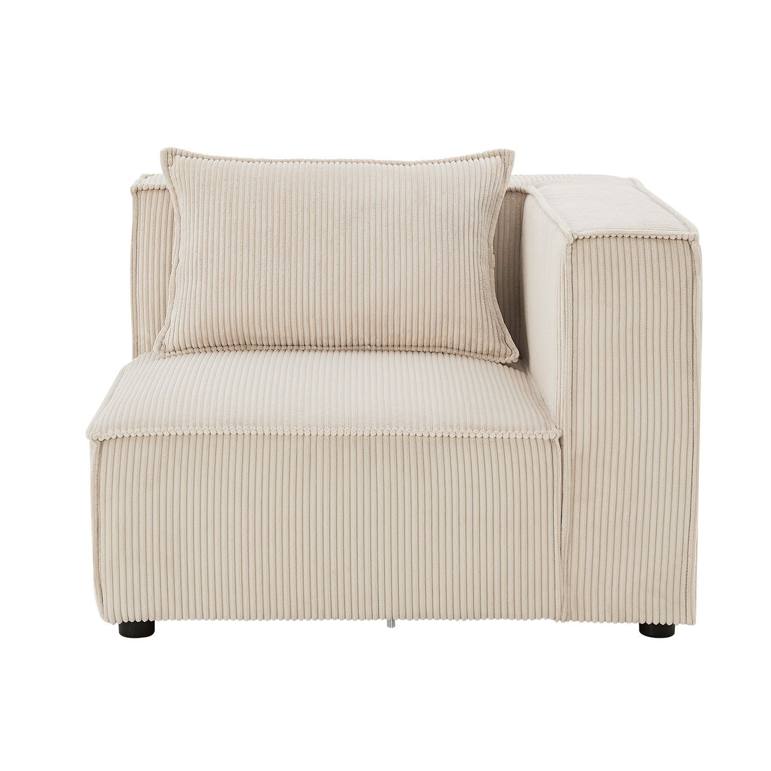Juskys modulares Sofa Domas M - Couch Wohnzimmer - 3 Sitzer mit Lehnen & Kissen - Cord Beige