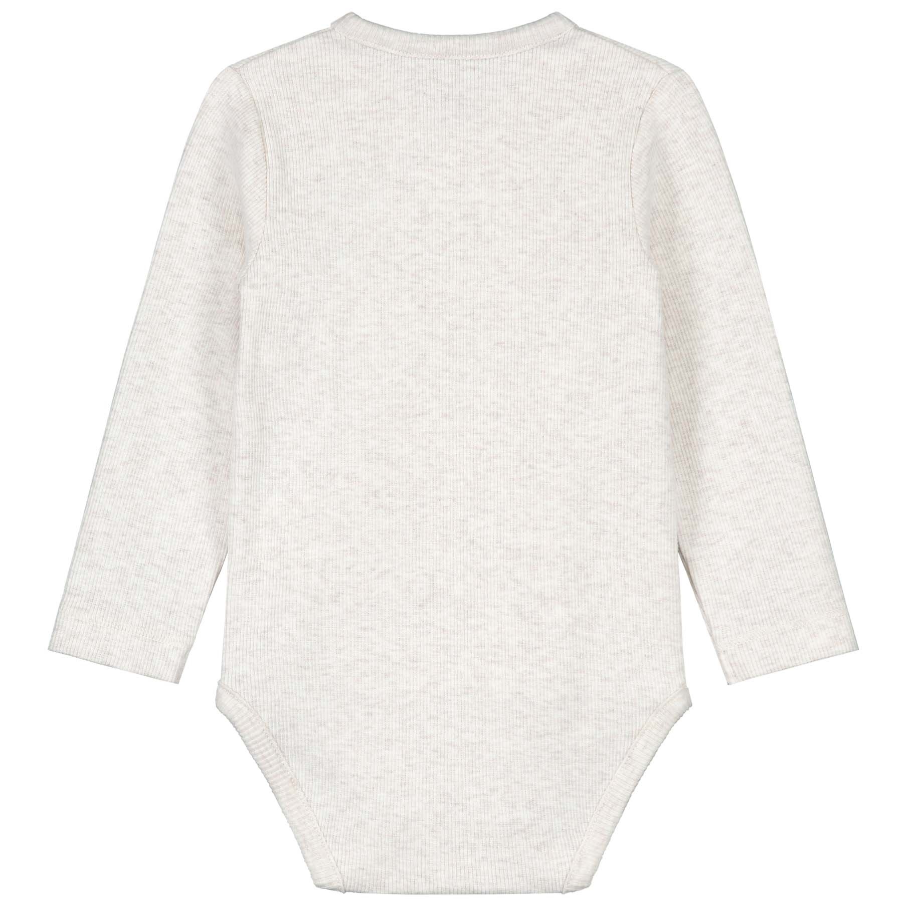 Sweet Petit Mini romper rib lange mouwen effen beige