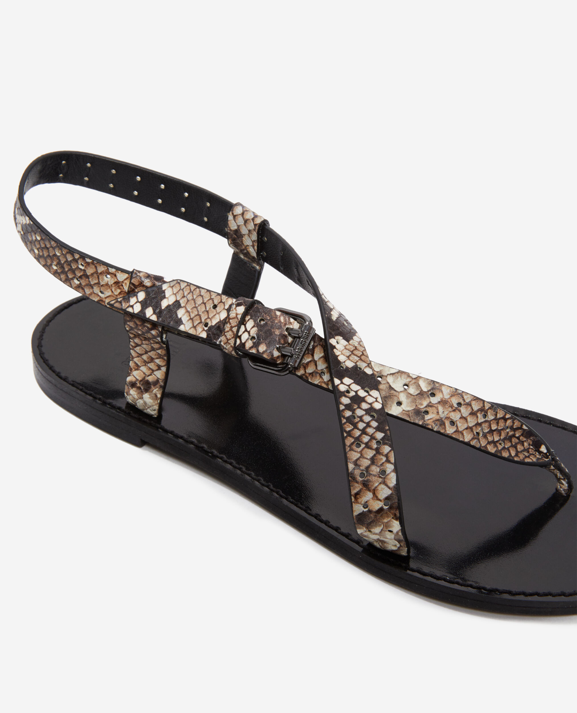Sandales plates en cuir python