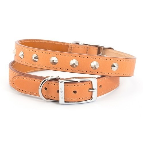 Coleira de couro Heritage para cães, cor bege