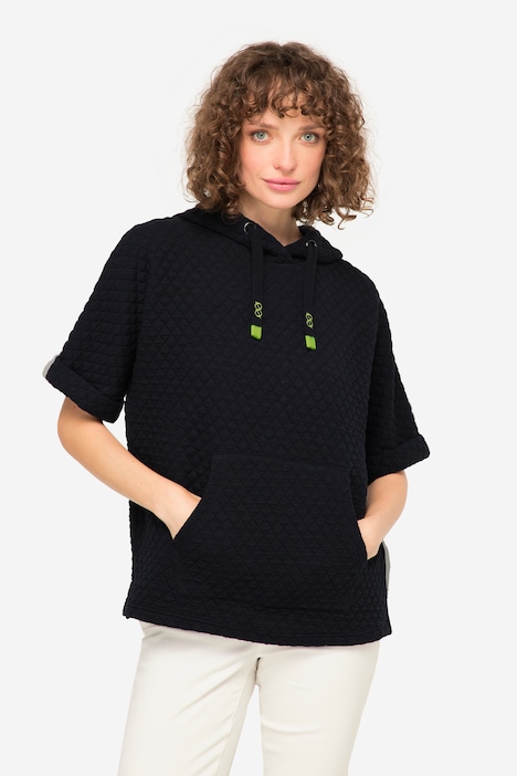 Sweat-Pullunder, Waffel-Jacquard, Kapuze, Kängurutasche, OEKO-TEX