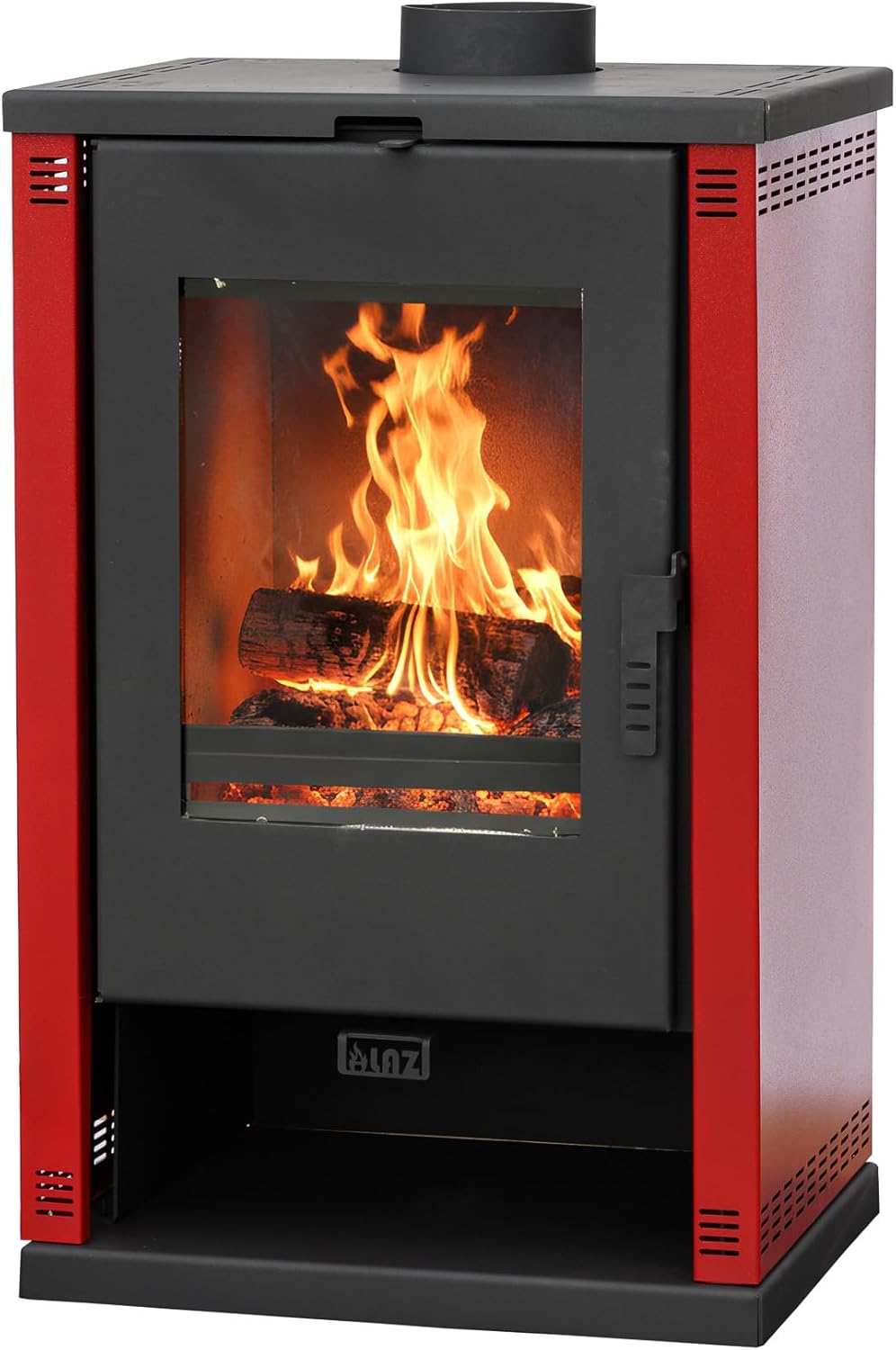 ALAZ Mouse K9-MAX Kaminofen 10 kW – Holzofen Burgunderrot | Brennraum mit Schamott & großem Sichtfenster | Für Holzscheite bis 50 cm | Griffdesign +2 cm verbessert | Energieeffizienzklasse A+