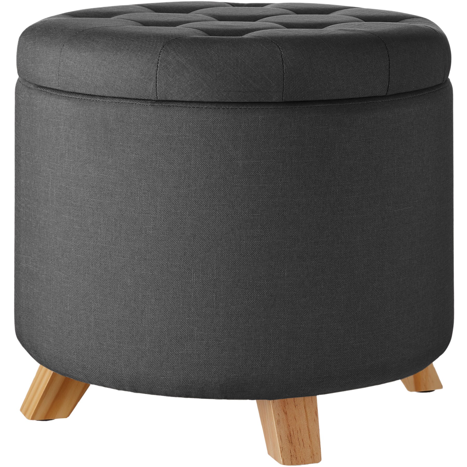 tectake® Sitzhocker, rund, in Leinenoptik, 44,5 x 41,5 cm