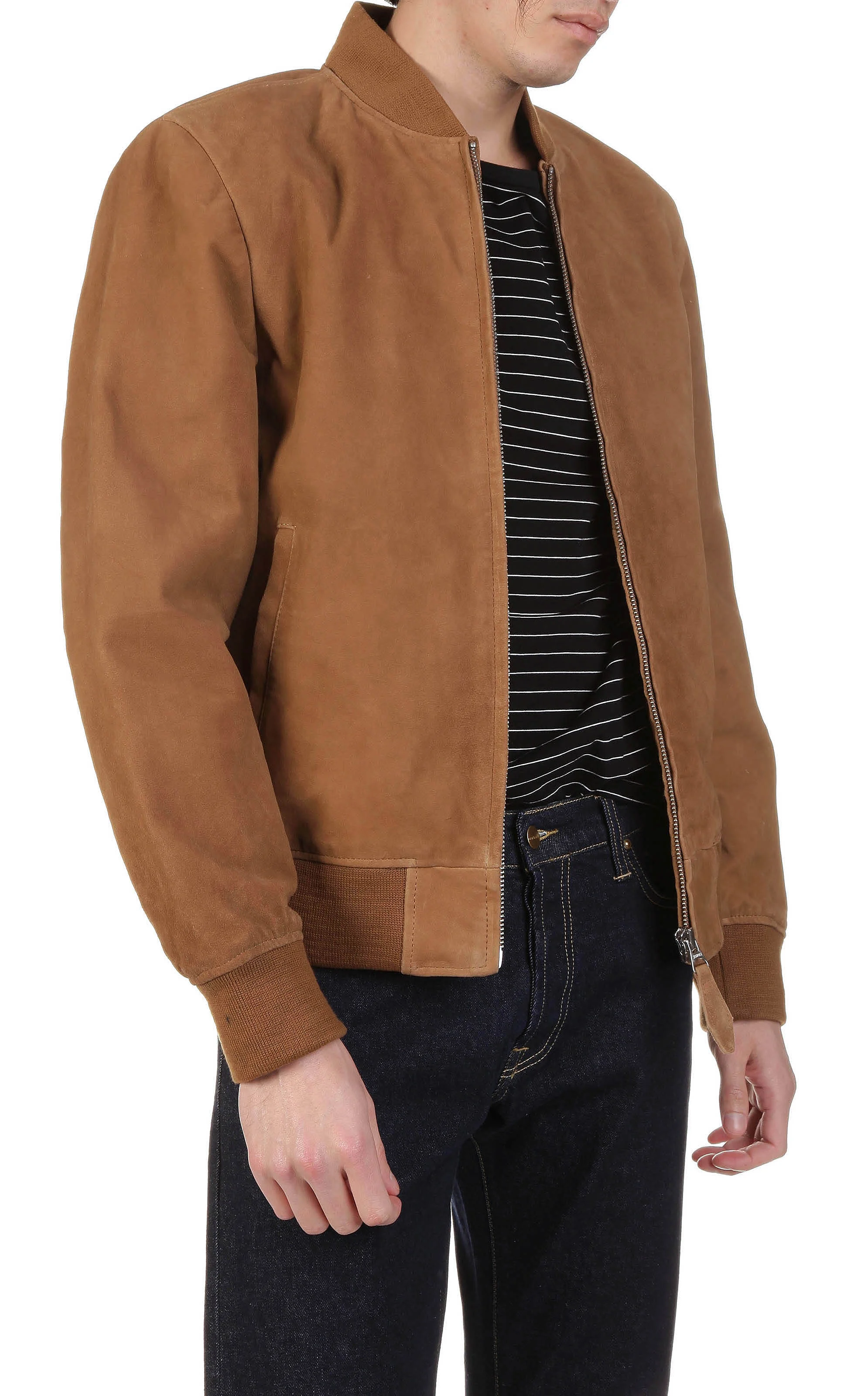 Blouson zippé en cuir | Marron