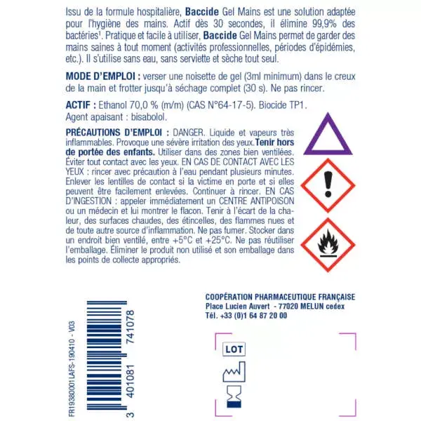 Álcool em gel para as mãos Baccide 1L