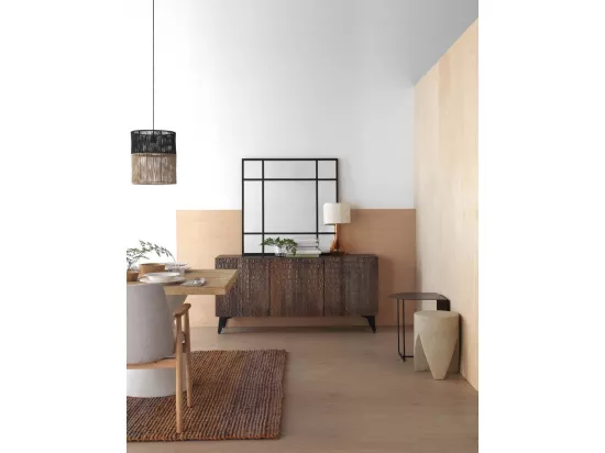 Buffet 3 portes en bois de manguier imitation cuir caïman bronze