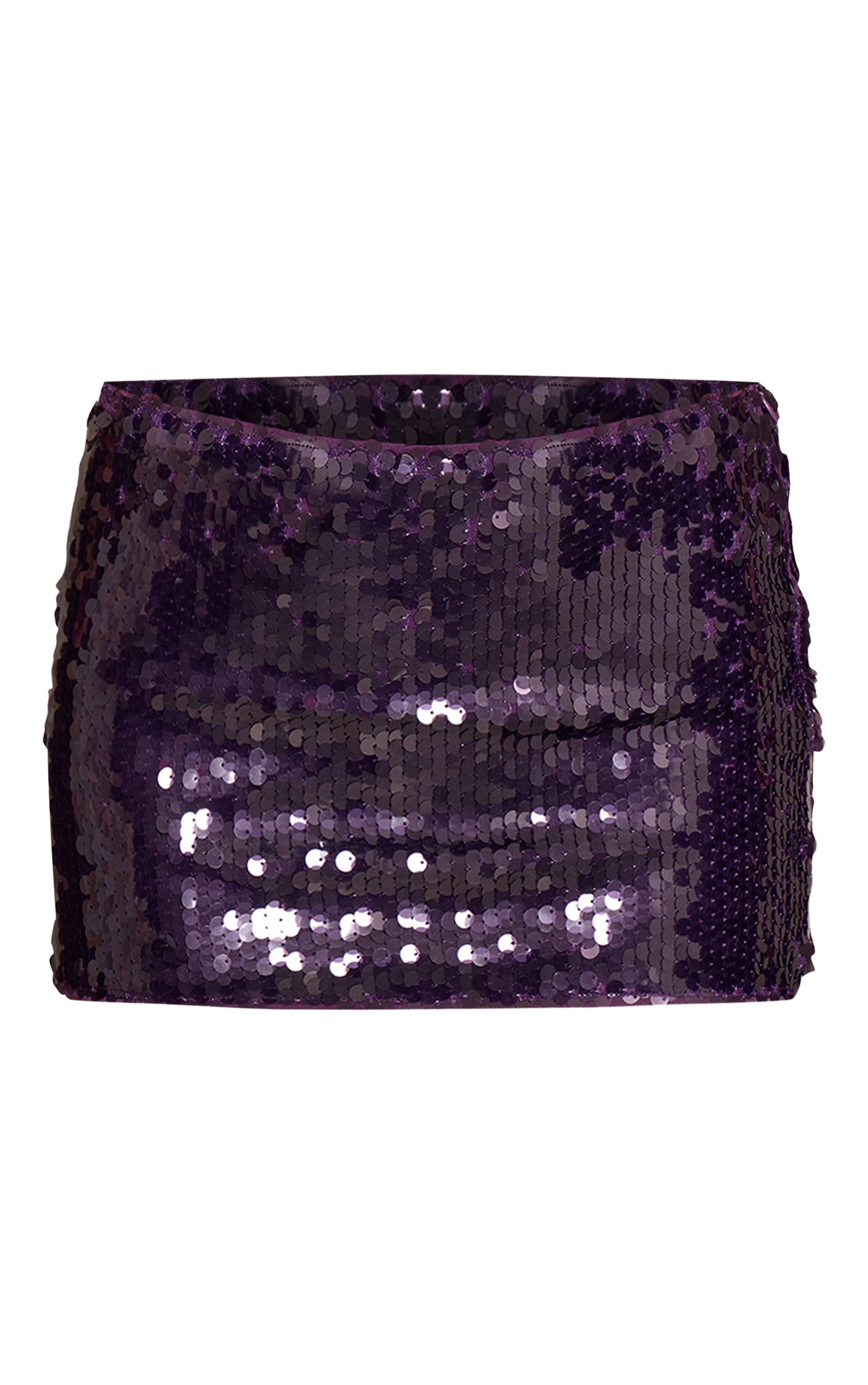Violet Ensemble Jupe Courte Froncée À Sequins