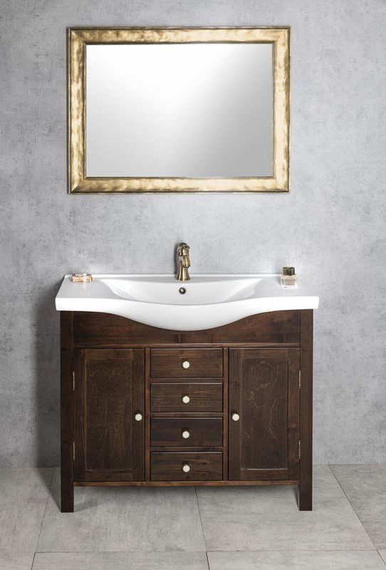 Sapho - Ambra - Wastafelmeubel - Bruin - 96 cm - 4 Laden en 2 Deuren