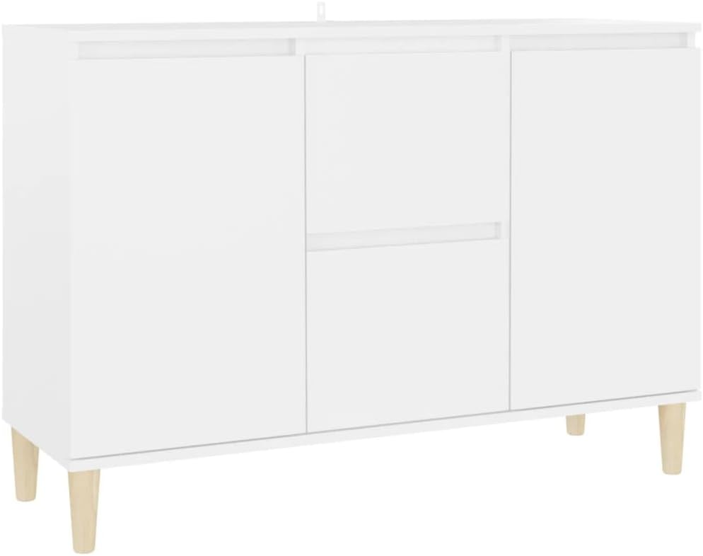 vidaXL Sideboard 2 Schubladen 2 Türen Kommode Anrichte Schrank Mehrzweckschrank Beistellschrank Standschrank Weiß 101x35x70cm Holzwerkstoff