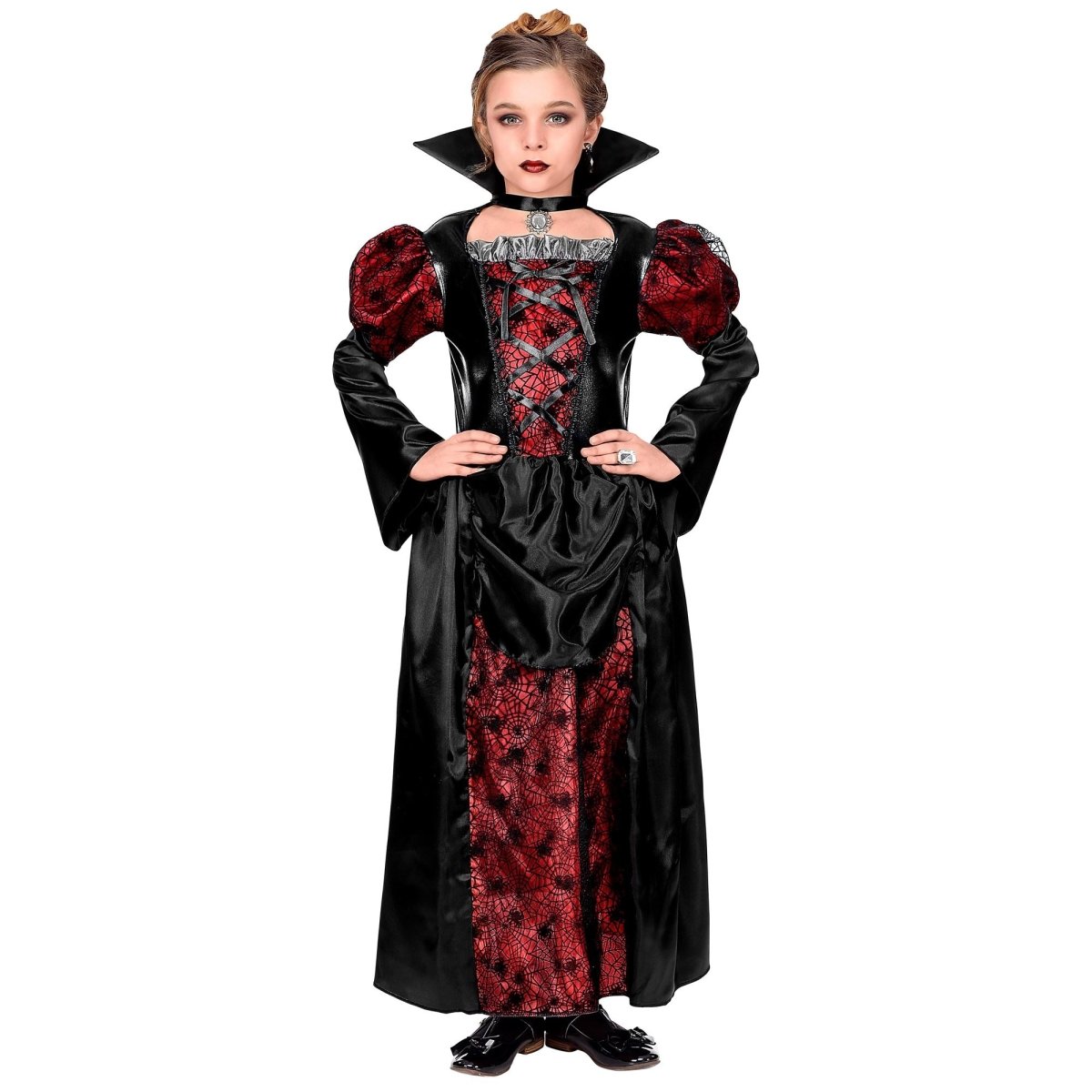 Halloween Jurk Zwart Rood Meisje Vampier