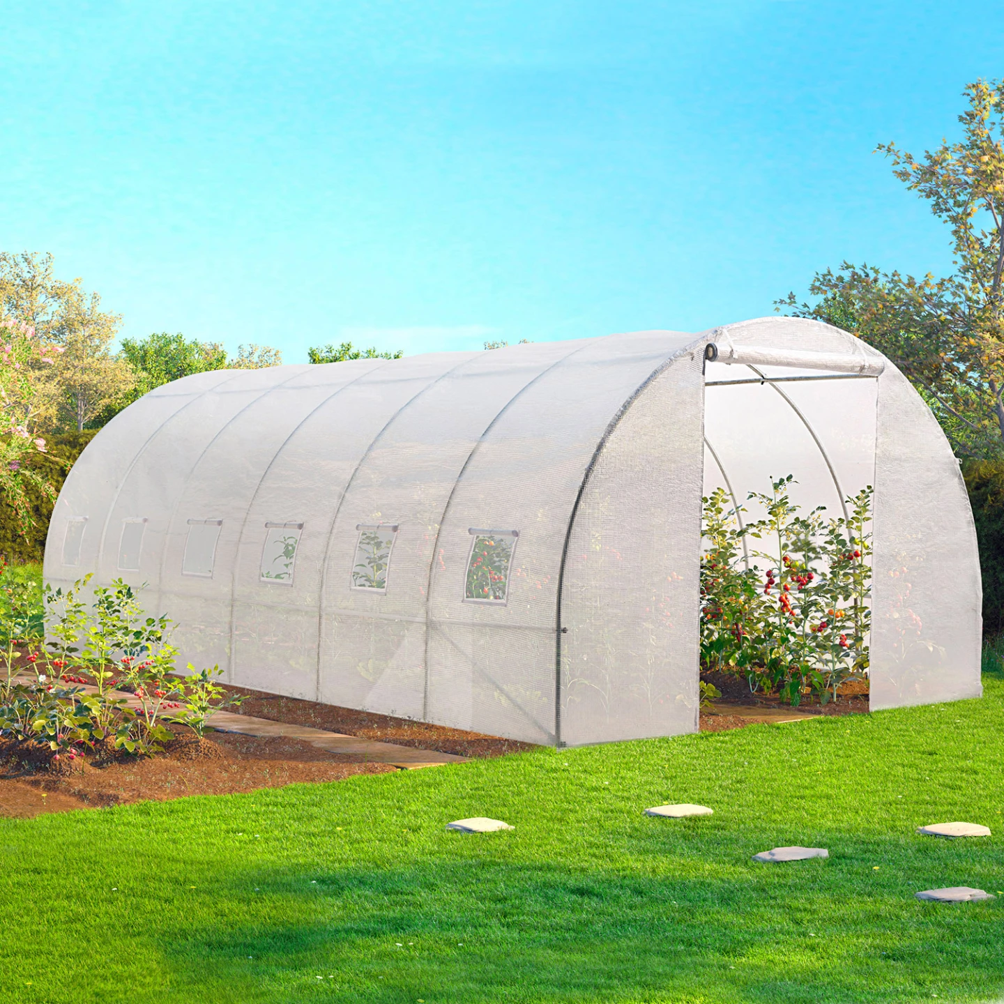 Serre tunnel de jardin 4 saisons 18M² blanche gamme maraîchère CRIMÉE 6x3M