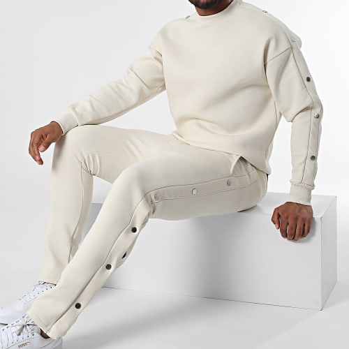 Ensemble Sweat Crewneck Et Pantalon Jogging LL716 Beige
