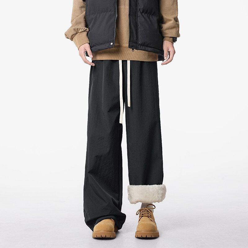 Kimeya - Effen broek met wijde pijpen en trekkoord in de taille