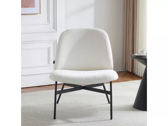 Fauteuil en tissu bouclé beige - Petra