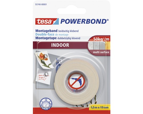 tesa Powerbond montagetape binnen 1,5 m x 19 mm