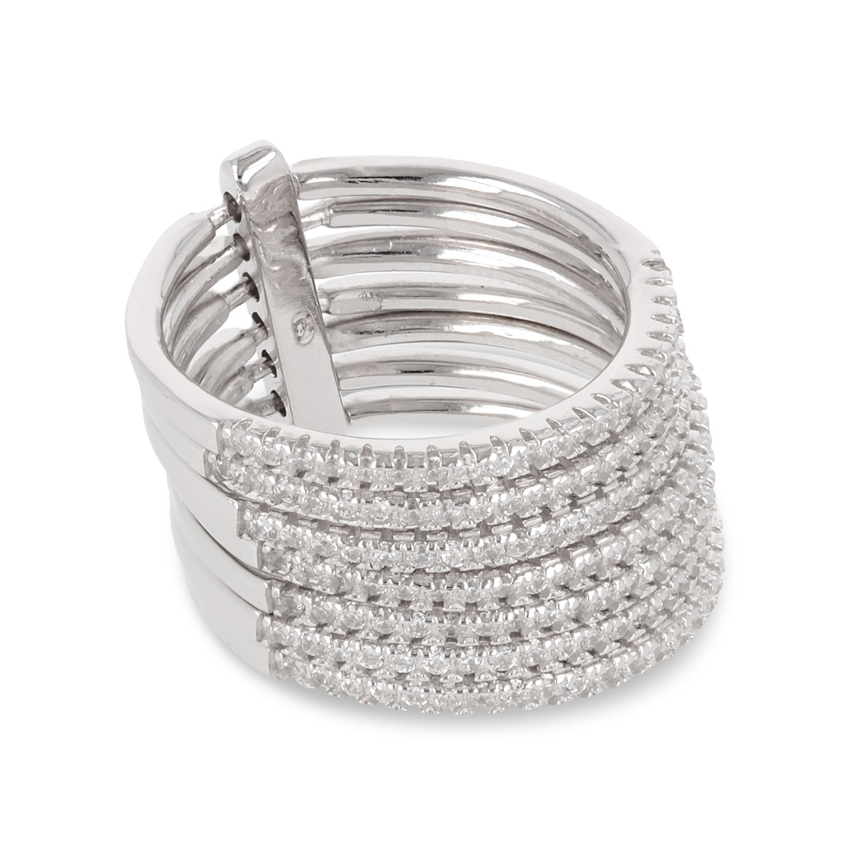 Bague argent rhodié alliance 7 rangs avec cubic zirconia