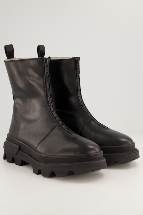 Lederboots, Zipper, Webpelz-Futter, Weite H