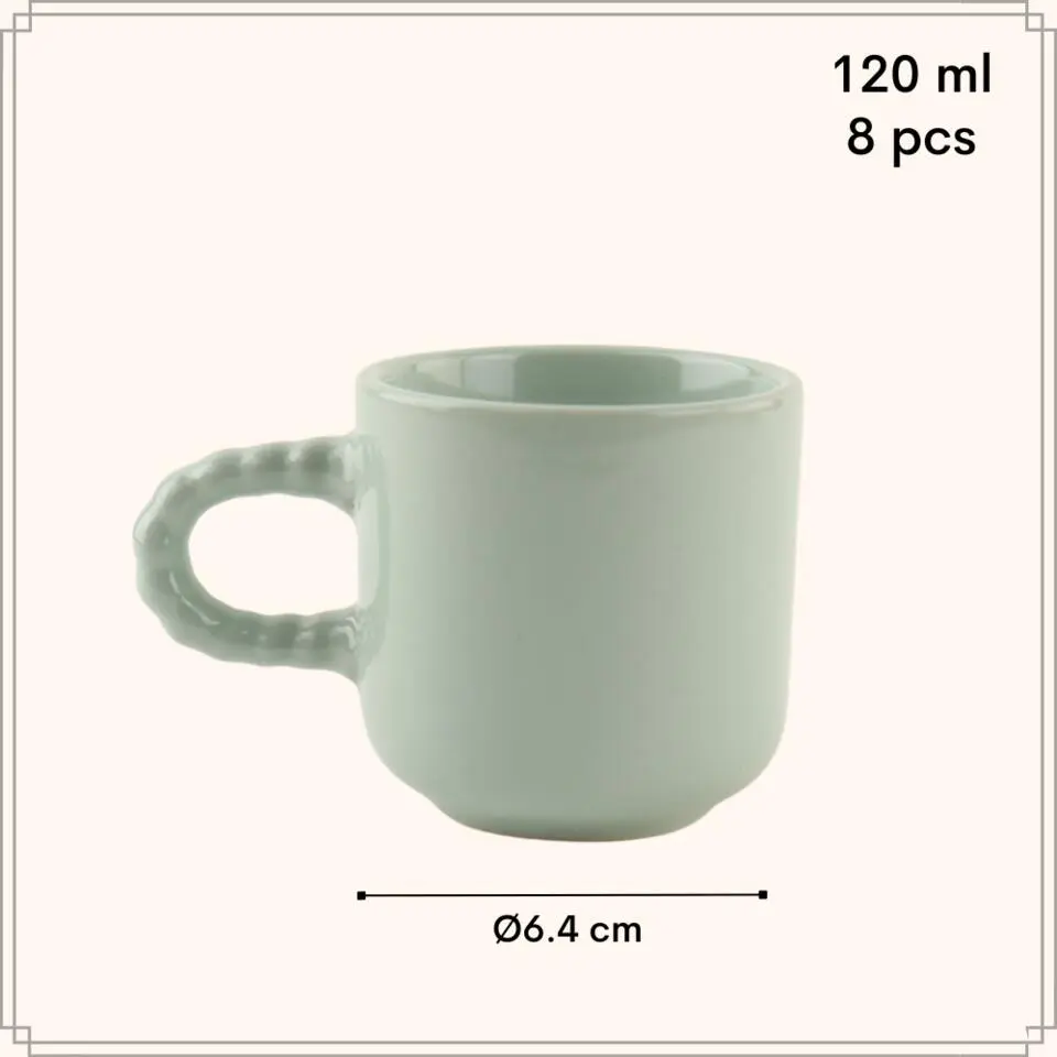 OTIX Espresso Kopjes Koffiekopjes Set van 8 Koffietassen 120 ml Aardewerk