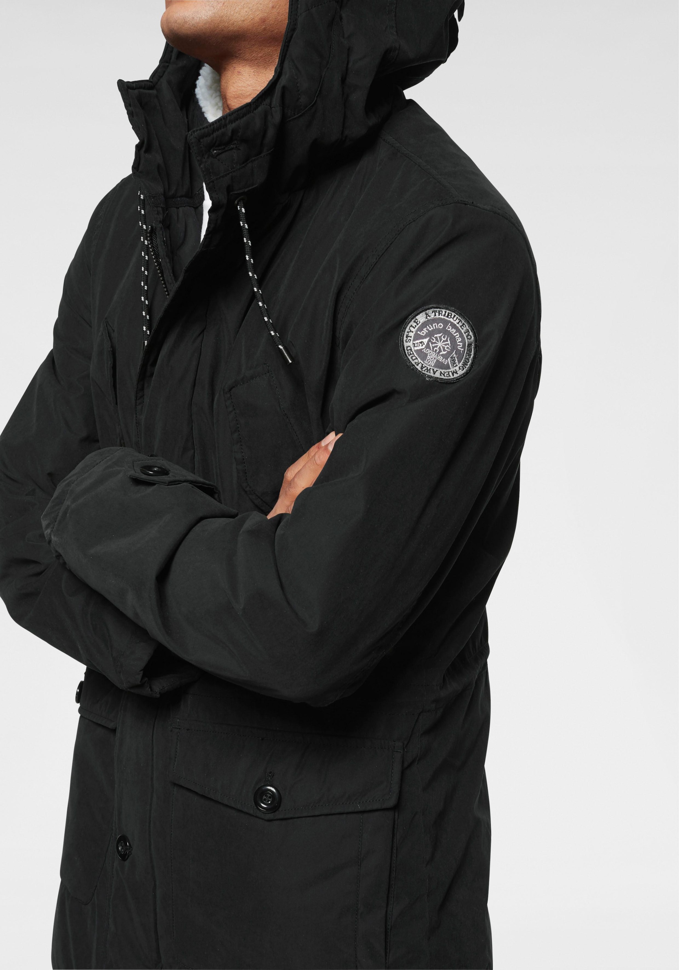 Bruno Banani Parka mit Kapuze Winterjacke mit Teddy Fleece gefüttert und anpassbarer Kapuze