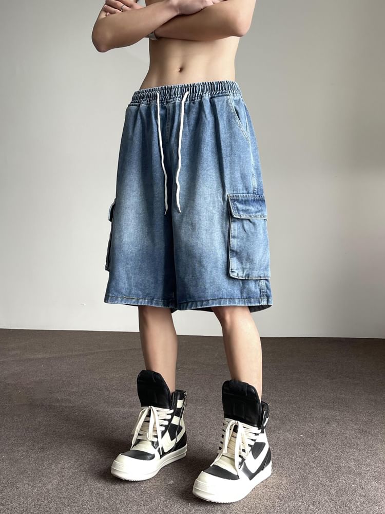 Breeson - Denim shorts met trekkoord in de taille en zakdetail