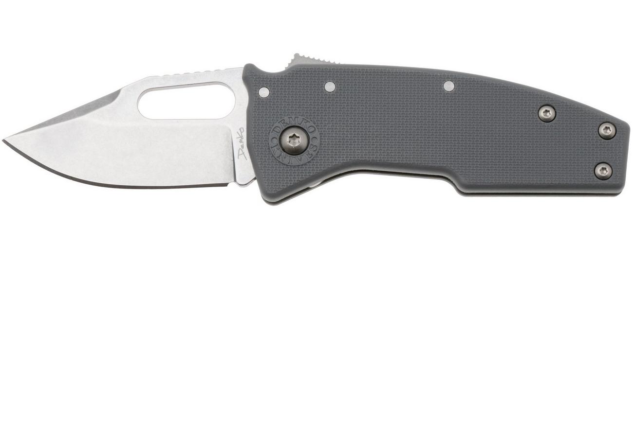 Demko Nano-Shark, NANO-10A-GREY GRN-CP, Stonewashed AUS-10A Clip Point, Grey GRN zakmes