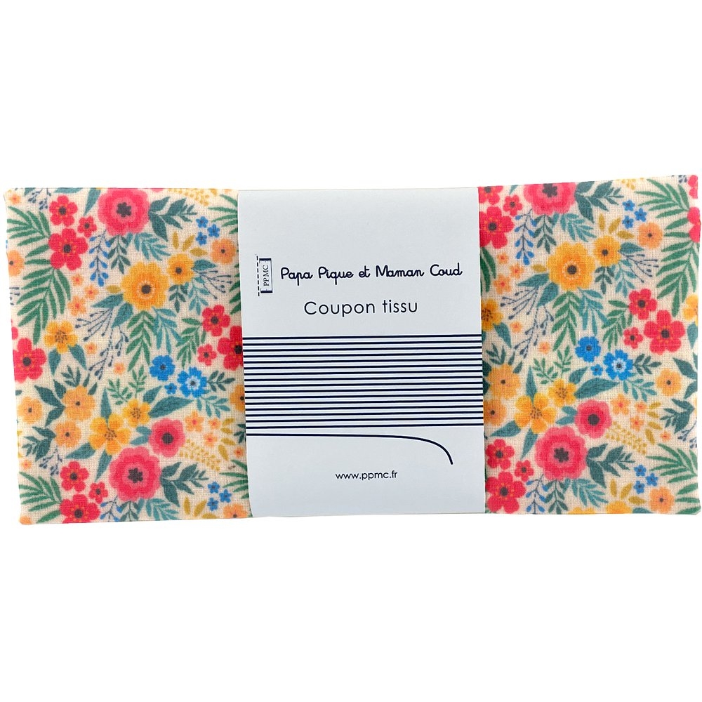 Coupon Tissu 50 Cm Fleuri Coloré Ex1049