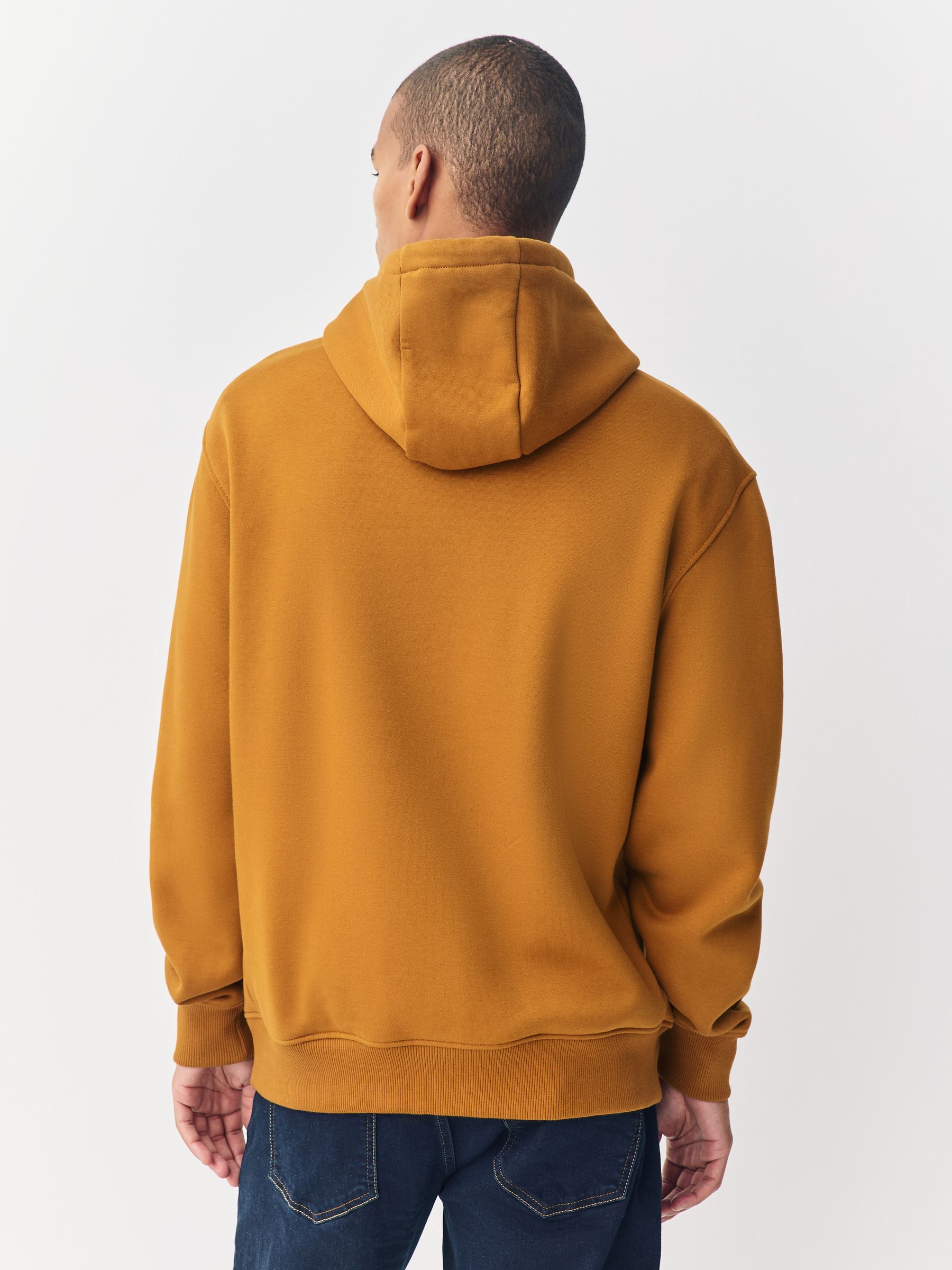 Donkergeel - Normale Pasvorm - Zwaargewicht Cotton Rich Jersey Hoodie