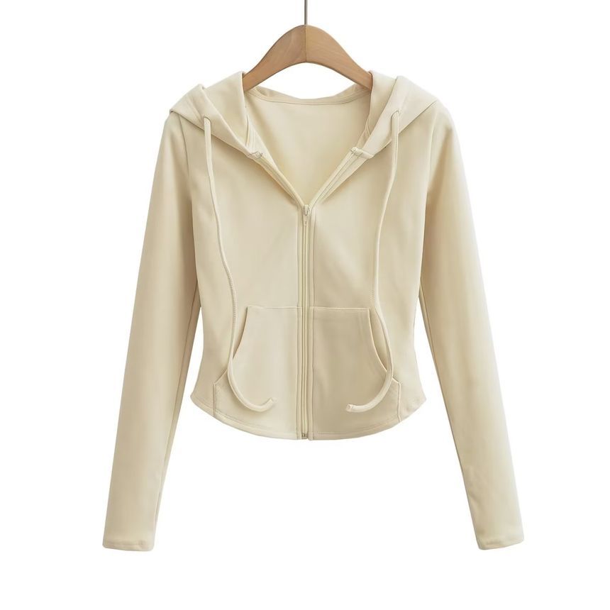 Tiny House - Effen cropped hoodie met rits