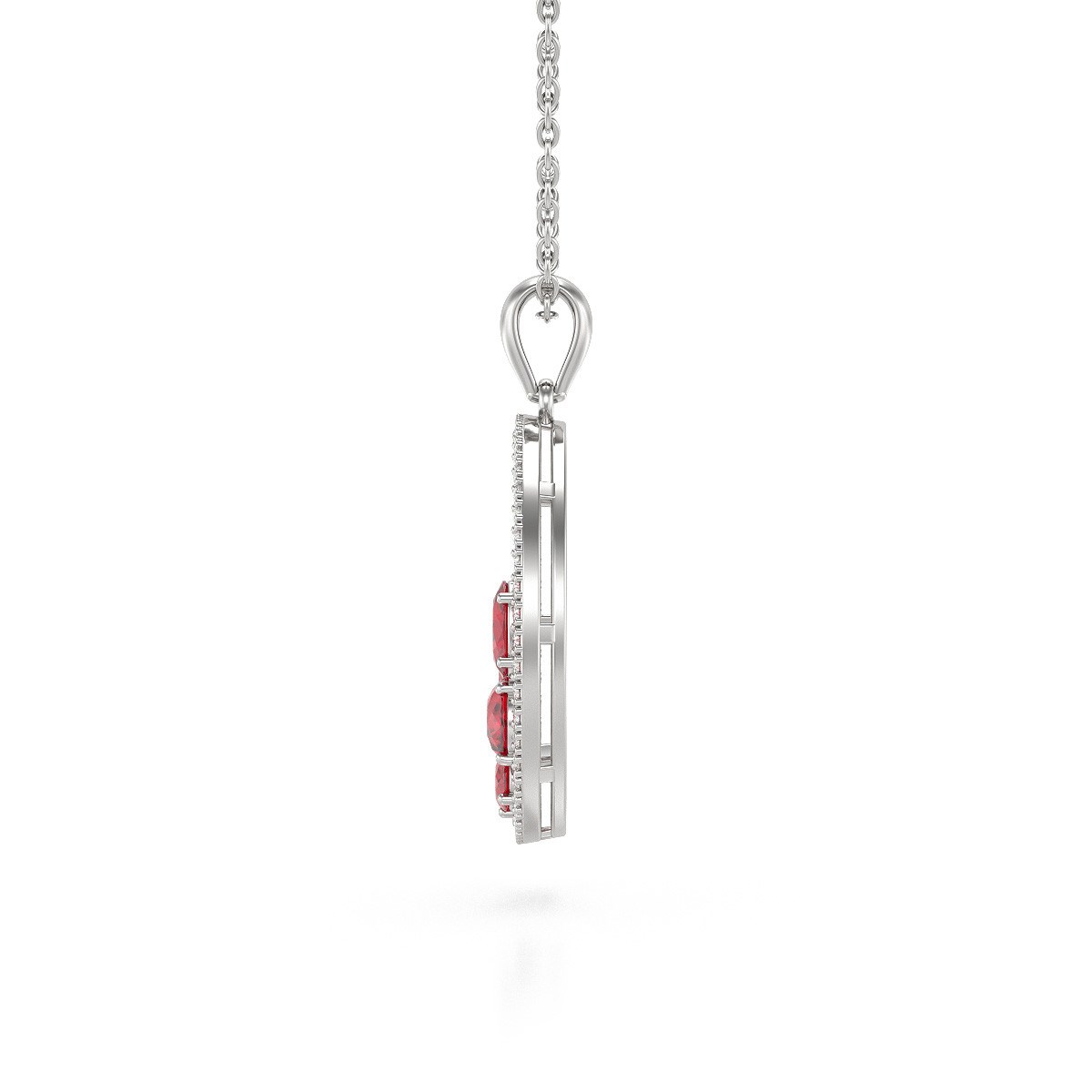 Pendentif Or Blanc 750 & Rubis | Diamants & Chaine Inclus - Aden