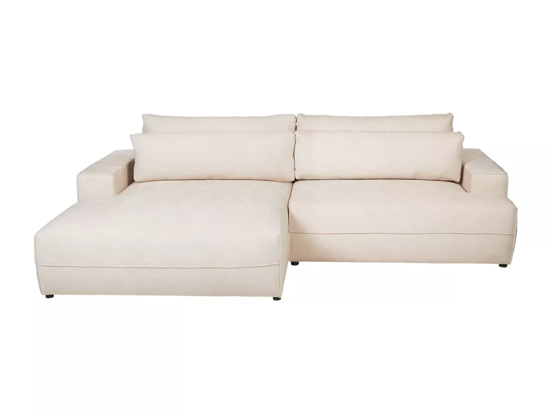 Canapé d'angle gauche convertible en tissu texturé beige BREGLIO